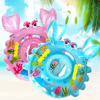 

50cm Circle Inflatable cartoon crab Pool Floats Tube Raft Swimming Ring Kids lifebuoy Beach Summer Water Party Toys