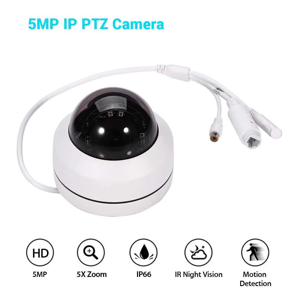 

PTZ IP Camera H.265 Dome Camera Outdoor CCTV Security Cameras 5MP 50m IR Night Vision Kamara Speed Pan Tilt 5X Digital Zoom