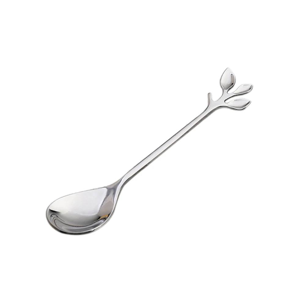 silver spoon 1 шт. ложки в виде листьев из нержавеющей стали вилка кофейные чайные ложки десерт, мороженое торт дропшиппинг FAS - Цвет: silver spoon