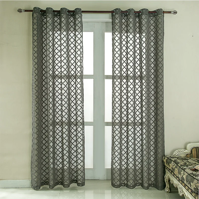 

Modern Geometric Curtains For Windows Drapes European Elegant Noble Printing Sheer Curtain For Living Room Bedroom ML12A