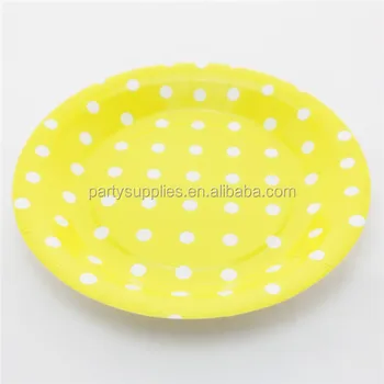 

Free Shipping 360pcs Yellow Color Paper Plate Polka Dot Striped Chevron Disposable Paper Plates 9" Round Party Paper Plates