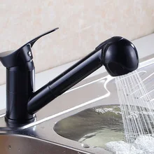 Черная живопись выдвижной спрей функциональная латунь кухонная раковина кран Torneira Batedeira Cozinha смеситель кран