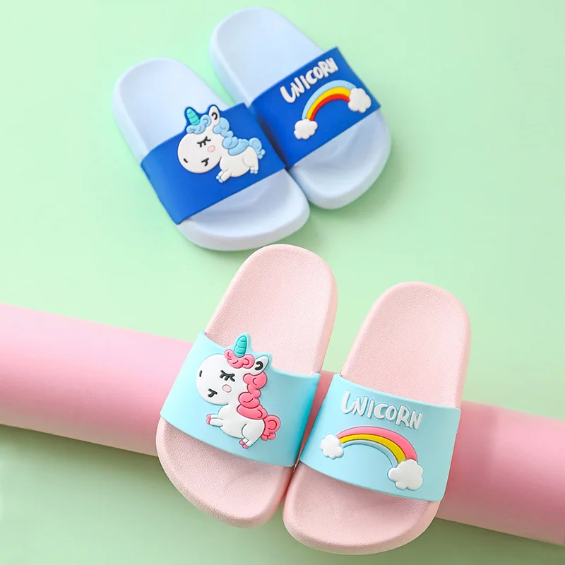 

Children Slippers for Boys Girls Summer Indoor Kids and Mother Slippers Anti-skid Lovely Cartoon Soft Bathroom Household Shoe