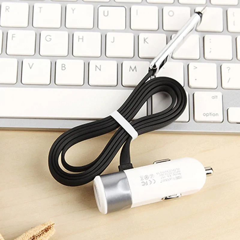 2 In 1 Micro USB Data Cable Charger Adapter 2.1 A USB Car Charger for