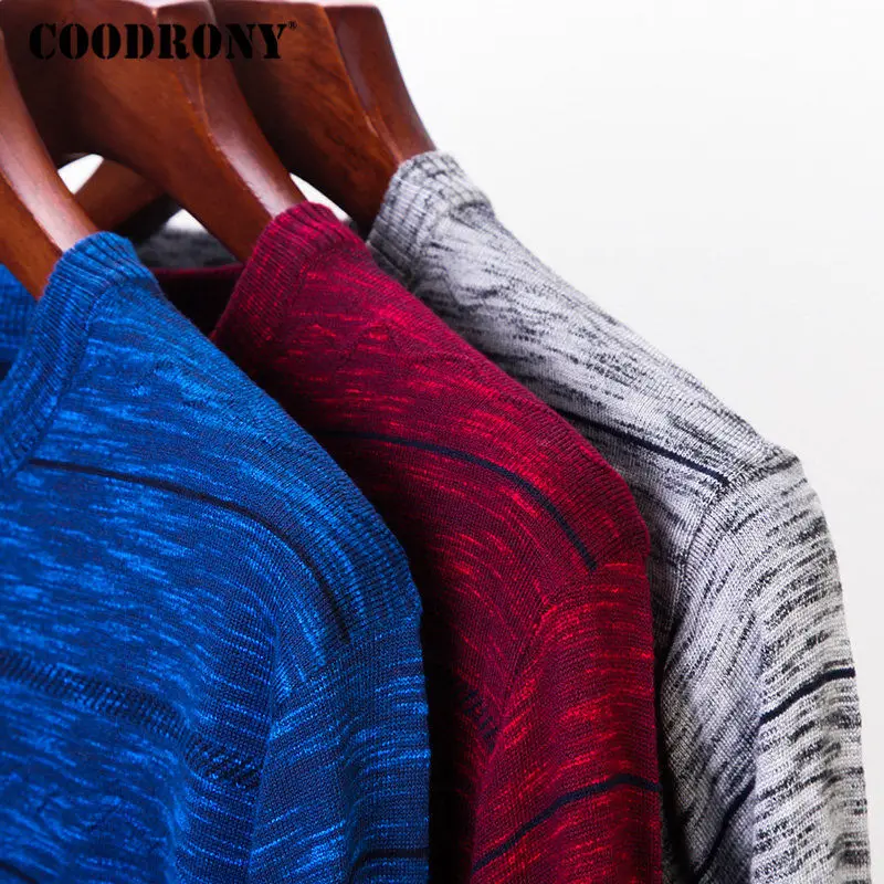 Coodrony marca camisola masculina malhas pull homme