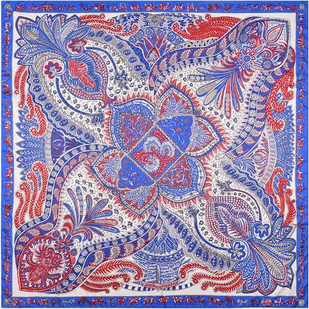 Твил Шелковый женский шарф квадратный Пейсли хиджаб популярный 130*130 роскошный бренд платок Дамская шаль летние шарфы - Цвет: C4