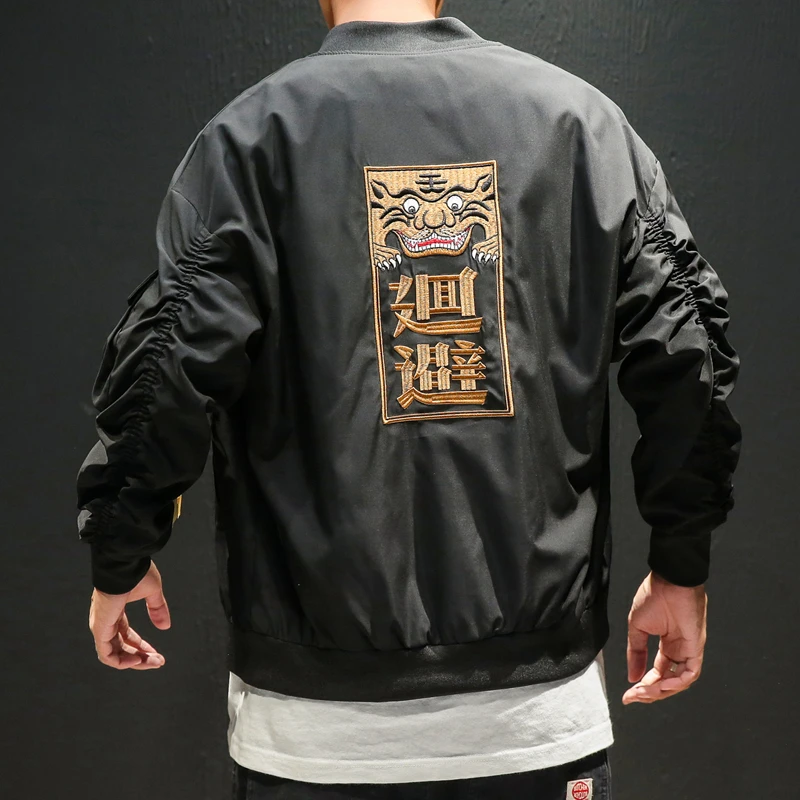 Men Streetwear Hip Hop Chinese Style Embroidery Casual Loose Jackets