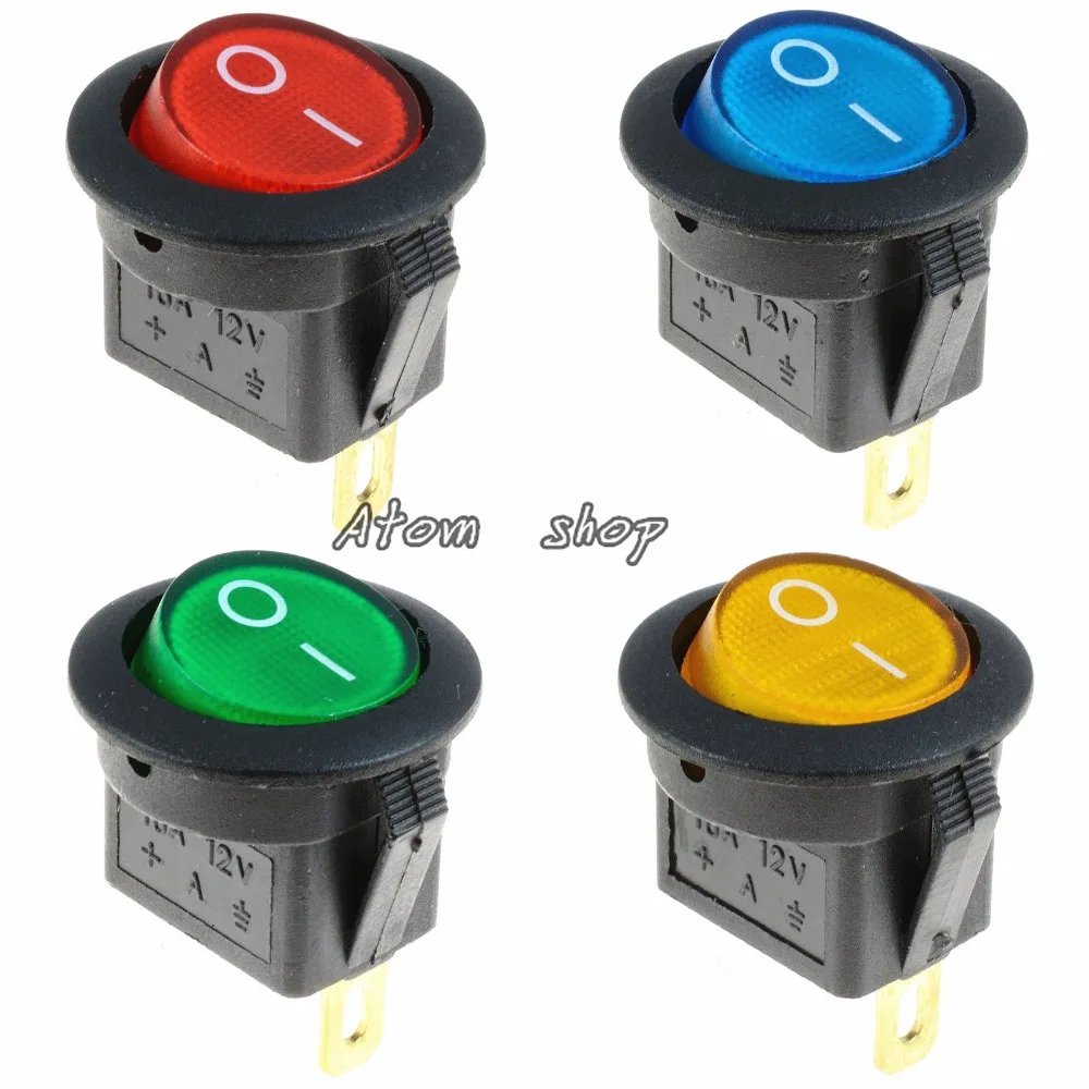 

On/Off LED Lighted Round Rocker Switch Car Dash Dashboard Boat 12V