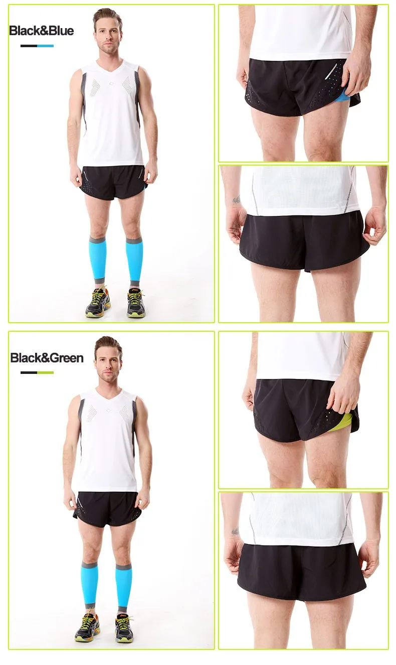 Мужские шорты 2 в 1 для бега, мужские спортивные шорты, быстросохнущие шорты для тренировок, пробежек, велоспорта с удлиненной подкладкой
