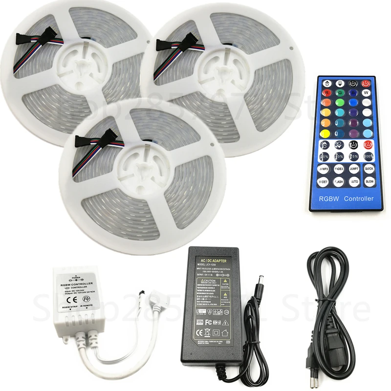 

IP67 waterproof RGBW RGBWW RGB flexible led strip+40 keys IR controller+5A power supply adapter 5050 led kit optional