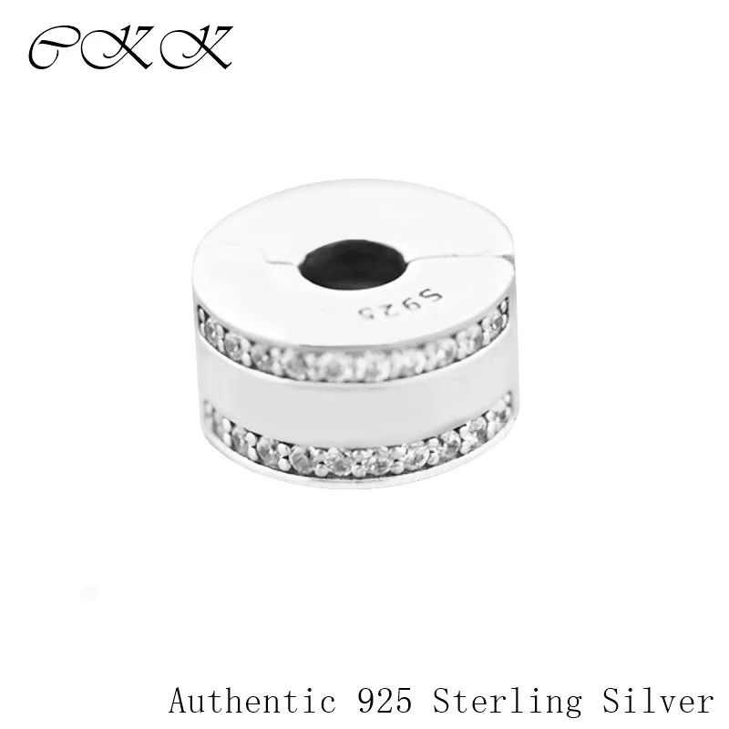 

Beads for Jewelry Making 100% 925 Sterling Silver Signature Insignia Charm with Clear CZ Fit Bracelet Diy Fine Jewelry PC028