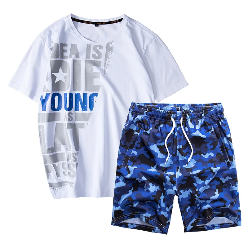 

8XL Summer Men Sportswear Tracksuit Short Sleeve T-shirt Sweatshirt+pant Running Jogger Casual Exercise Workout Outfit Sport Set