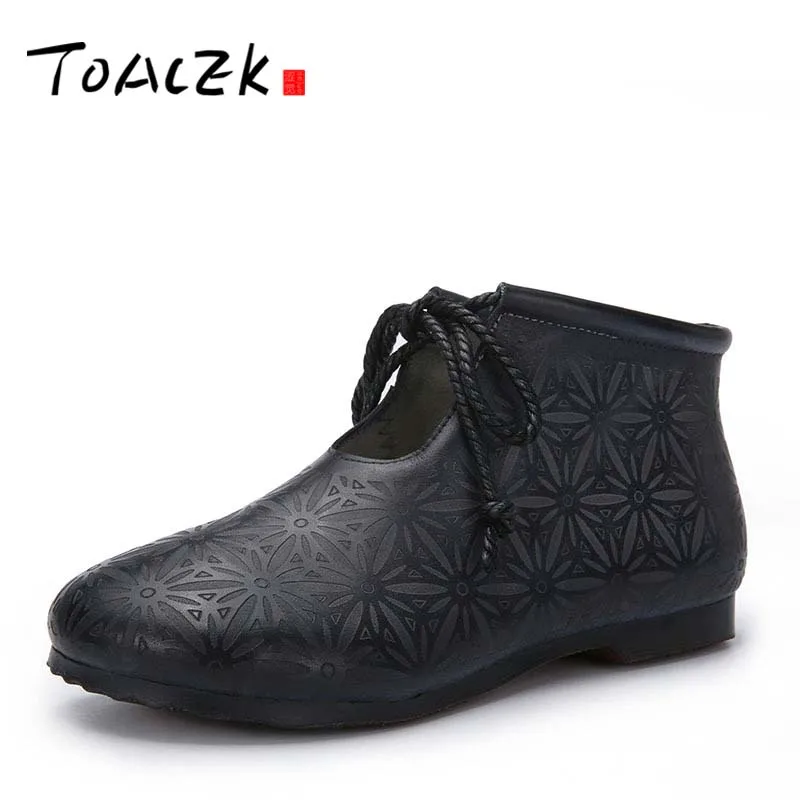 

Autumn Floral Pleated Shoes Female Genuine Leather Flats Non-slip Durable Women Shoes Slip-on Nurse Peas Loafer Flats