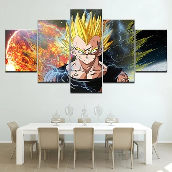 

Dragon Ball Z Wallpapers Goku 5 piece Wallpapers modern Modular Poster art Canvas painting for Living Room Home Decor