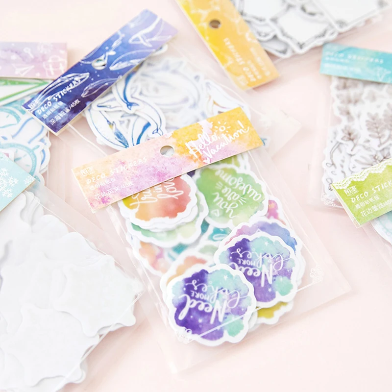 

45 Pcs/pack Transparent Deep Sea Whale Cute Sticker Scrapbooking Diary Planner Decorative Kawaii Stationery Label Stickers Pack