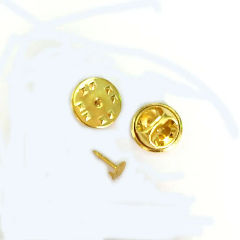 DLY 100 компл./лот 11,5 мм знак Hat Pin Silver/Gold/черный никель тон металла с завязкой сзади нагрудные бабочка застежками застежка 2017070501 - Цвет: Gold