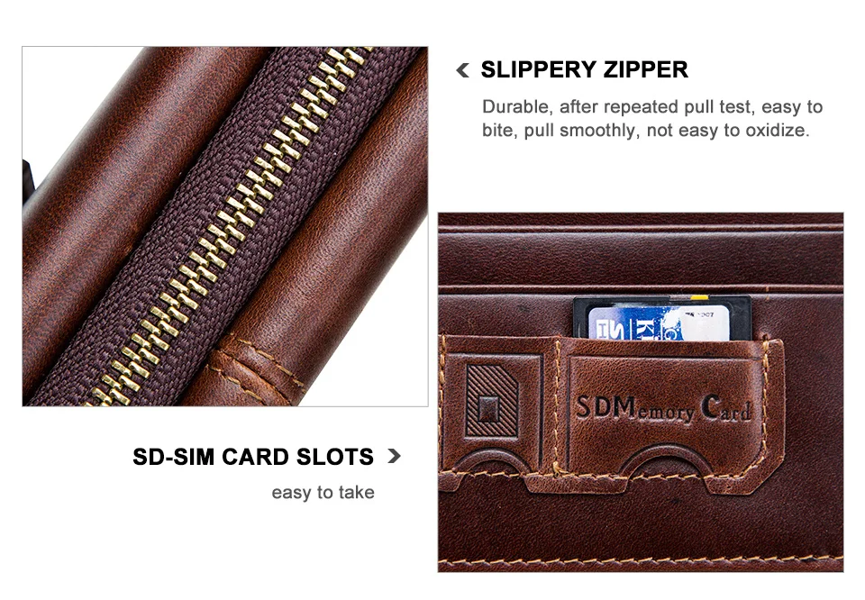 CONTACT'S Кожаный бумажник с застежками молния с отделениями для карт, в винтажном стиле карман для телефона мужские длинные кошельки