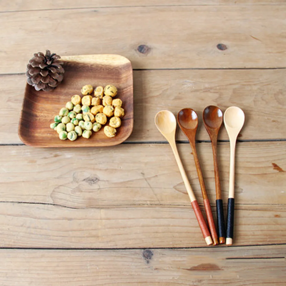 4 шт деревянная бамбуковая кухонная утварь набор поварской инструмент деревянная сильная ложка для приготовления пищи