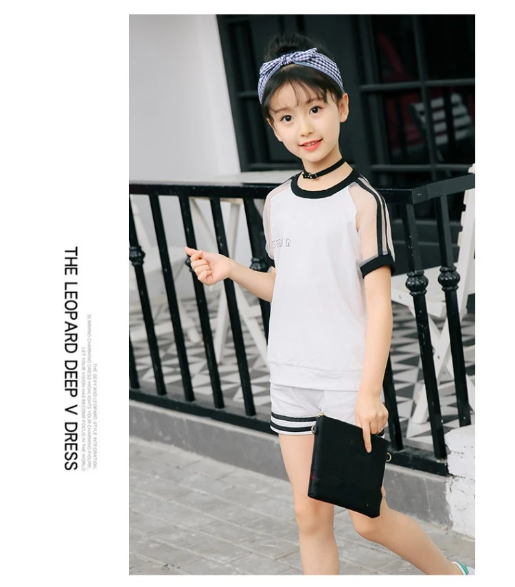 Summer Kids Clothes Sports Suit For Teenage Girls Clothing Sets Fashion Tshirt Shorts Child Tracksuit Active Girls Outfits 2 Pcs (5)