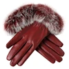 1 Pair Women PU Leather/Suede Velvet Winter Driving Warm Gloves Faux Rabbit Fur Warm Outdoor Touch Screen Bow Gloves Mittens ► Photo 2/6