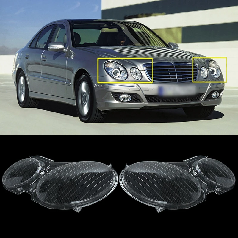 Автомобиль подходит для BENZ E CLASS W211 E350 E300 2002-2008 фара Прозрачная крышка объектива 1 пара