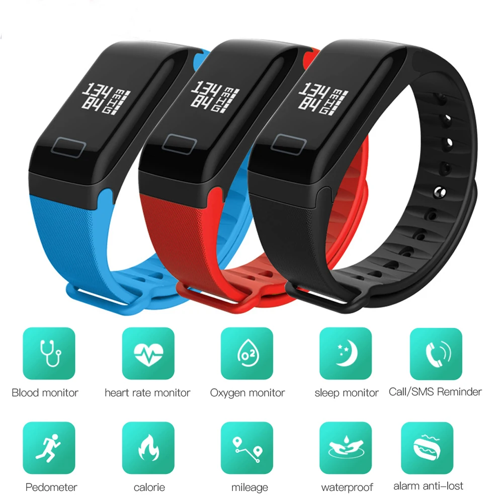  2018 Smart Fitness Bracelet Activity Tracker Wristband Bracelet Blood Pressure Oxygen Heart Rate IP67 Waterproof PK K1 miband 2