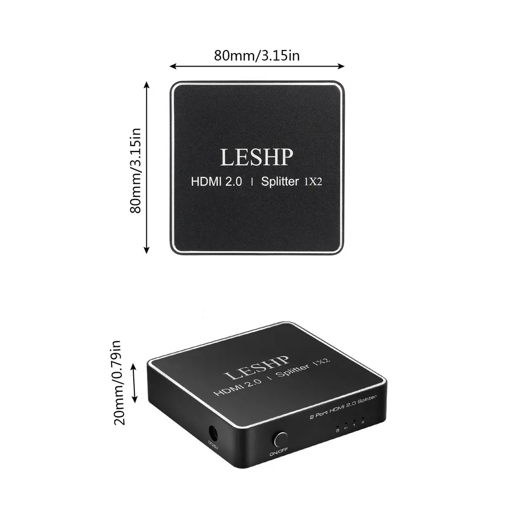 LESHP HDMI 2,0 1x2 сплиттер поддержка s Full HD 4x2K 3D один вход на два выхода Поддержка видео формата до 4k2k @ 30 Гц