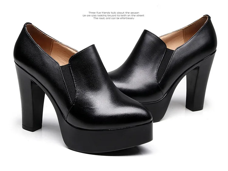 Большие размеры 33-43; женские туфли на платформе с квадратным каблуком и глубоким носком; коллекция года; туфли-лодочки на высоком каблуке; женская офисная обувь; женская обувь черного цвета
