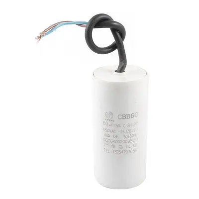 

AC 450V 60uF 50/60Hz 2 Wire 4.7cm Dia Motor Start Run Capacitor CBB60 White