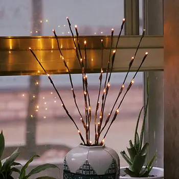 

WSFS Hot Willow Twig Lighted 20-LED Branches String Light Waterproof IP44 Battery Powered Branch for Festival Home Decoration