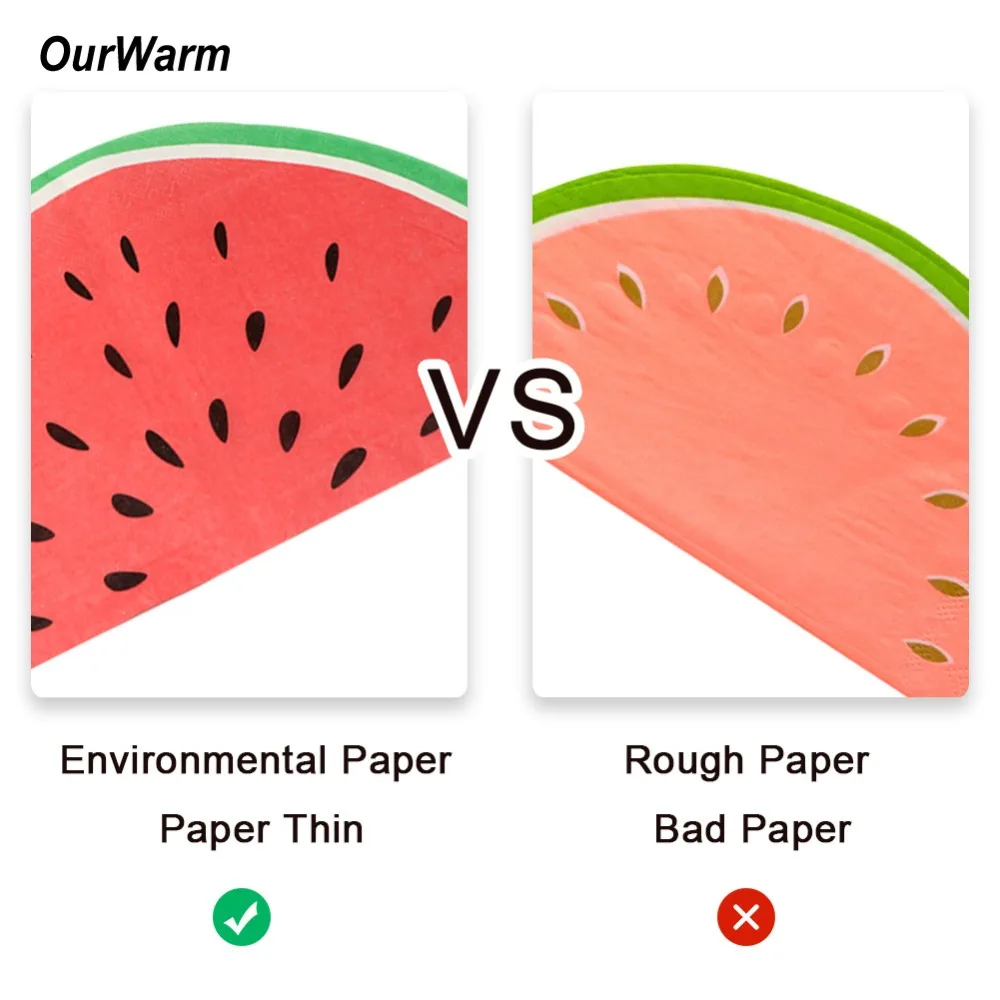 OurWarm 20 шт. детские бумажные салфетки для вечеринки одноразовая посуда Арбузные
