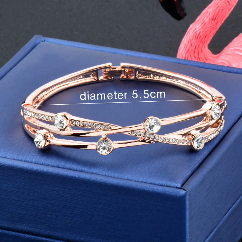 SINLEERY Charm Cubic Zirconia Hollow Bangle Cuff For Women Rose Gold Silver Color Bracelets Women Wedding Jewelry SL140 SSC