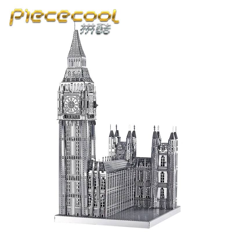 

Piececool 3D Metal Puzzle Figure Toy Big Ben Building model Educational Puzzle 3D Models Gift finger Jigsaw Toys For Children