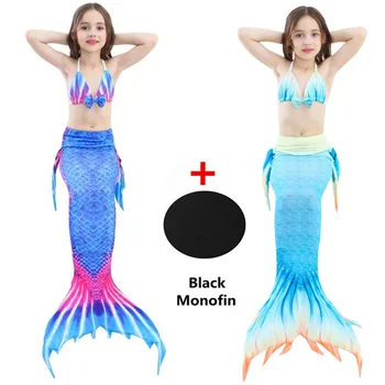 

Girls Little Beautiful Mermaid Tails With Monofin Children Swimwear Cosplay Costumes Kids Swimsuit Halloween Swimming Costumes