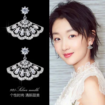 Sector cz earrings 925 silver post Hypoallergenic fadeless alloy fashion jewelry stud earrings for women gift