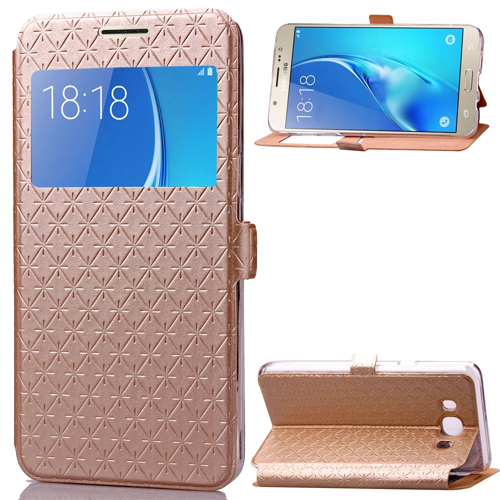 

Genuine Leather Card Holder Stand Magnetic Flip Cases Window Wallet TPU Cover Phone Case For Samsung Galaxy J7 2016 J710 J710F