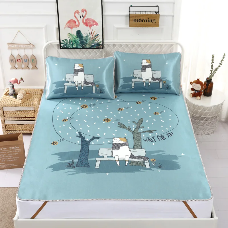 

Three-piece Dog Crown Printed Mattress Protector Summer Bed Mat Mattress Protector Summer Sleeping Mat Mattress Pad Protector