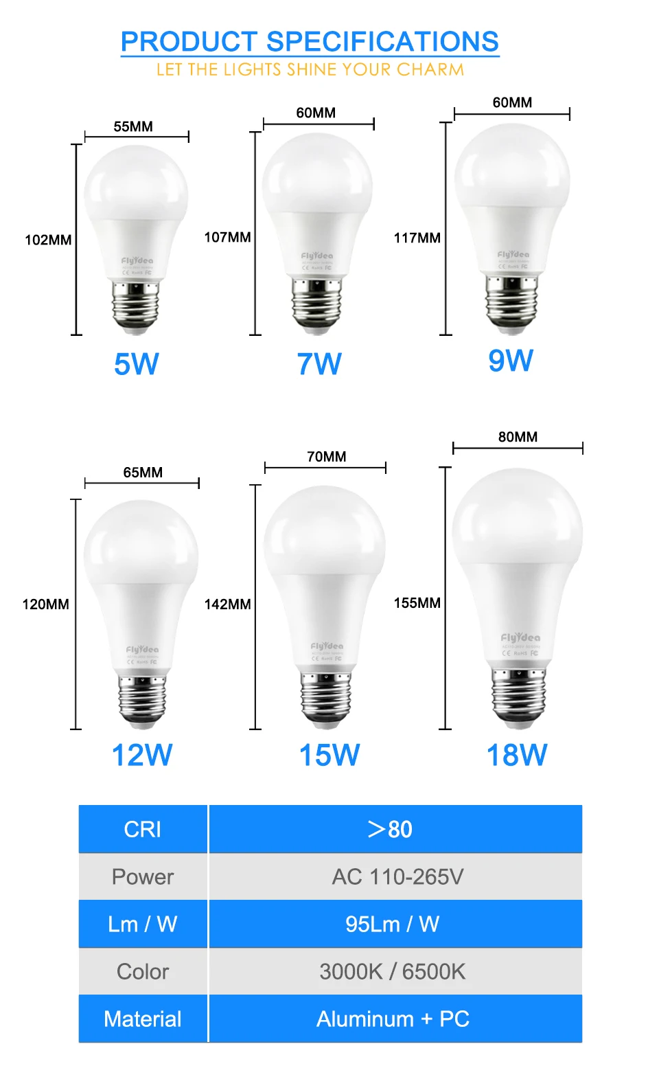 4 шт E27 5 W 7 W 9 W 12 W 15 W 18 W Светодиодный белый свет лампы высокой Яркость Smart IC реальная Мощность 110 V-265 V Главная резервного копирования освещение