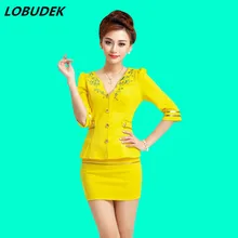 Топ+ юбка) Женская одежда для выступлений DJ DS сексуальные тонкие костюмы для ночного клуба представление певцов и танцовщиков для выпускного вечера сценическая юбка для бара костюмы