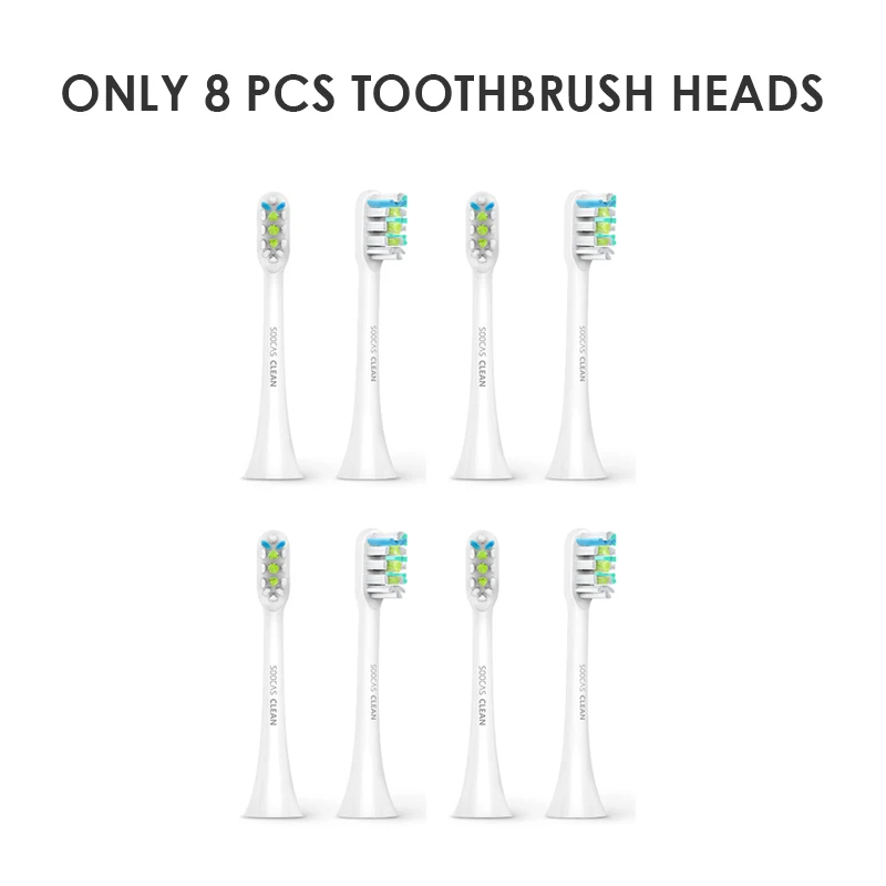 SOOCAS X3 X1 X5 насадка для зубной щетки Оригинальная Xiaomi Mijia насадки для зубной щетки Замена для SOOCARE Sonic насадки для электрической зубной щетки - Цвет: 8 pcs white heads