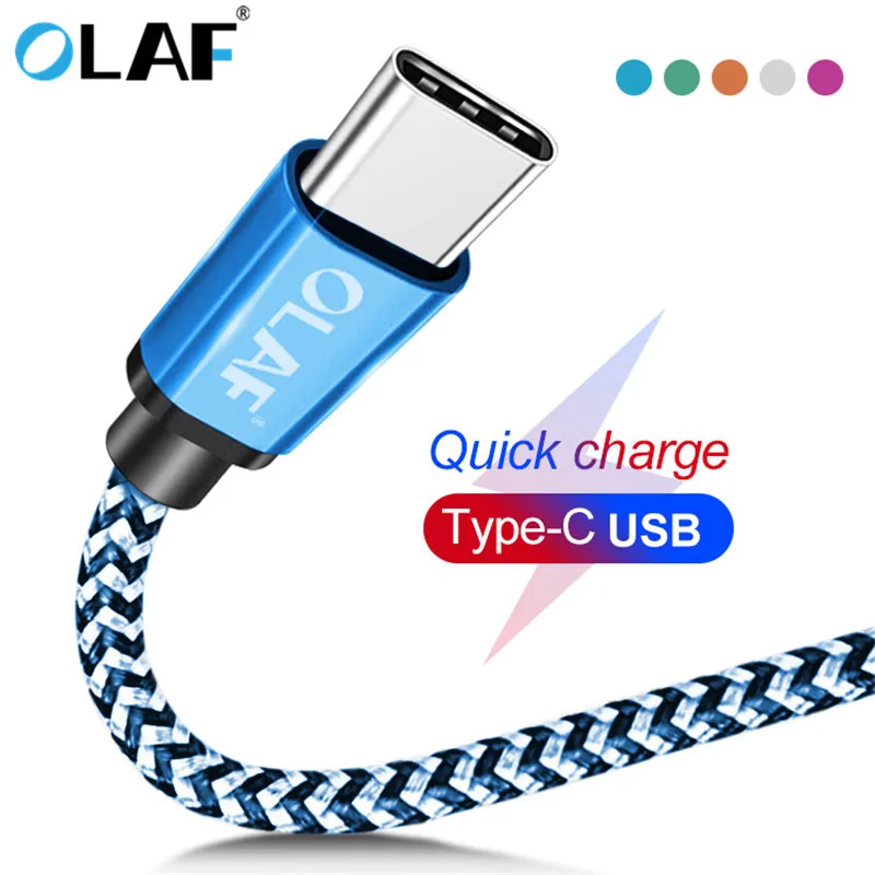 Олаф usb type-C кабель 1 м 2 м 3 м кабель для быстрой зарядки type-C кабель для передачи данных зарядное устройство USB-C для samsung S8 S9 S10 Xiaomi huawei P30 Pro