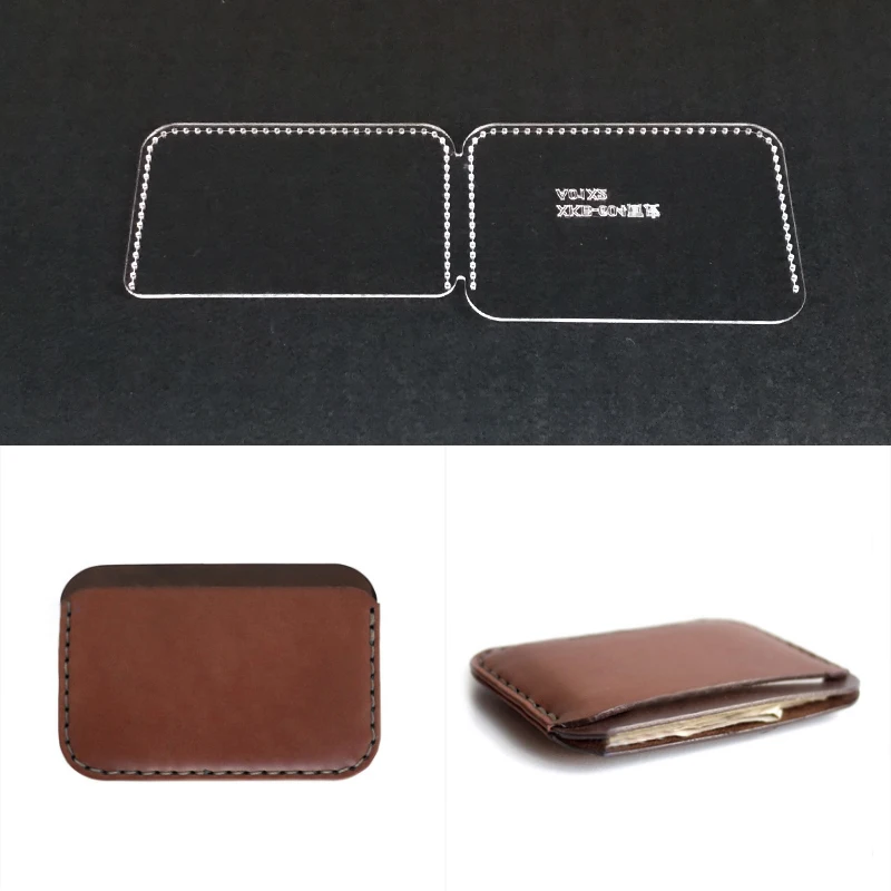 

Acrylic Stencil Laser Cut Template DIY Leather Handmade Craft Card Holder Short Wallet Sewing Pattern 11x8x1cm