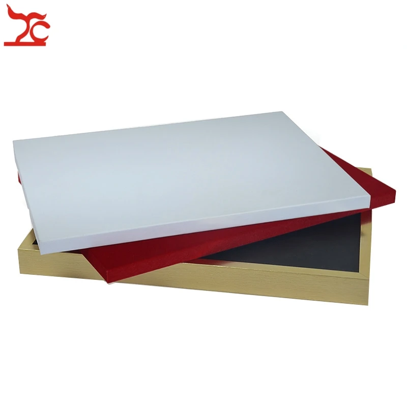  Promotion Stainless Steel Jewelry Display Tray Velvet PU Store Window Jewelry Organizer Holder Case