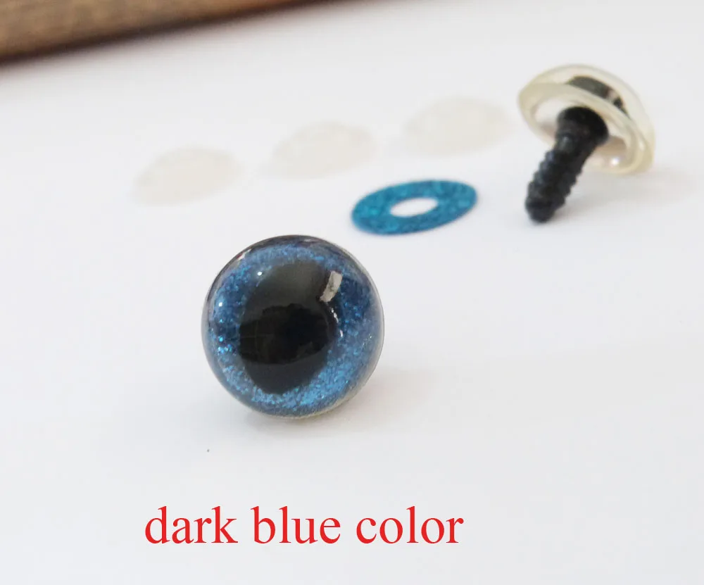 20pcs/lot 12mm  plastic clear safety toy cat eyes + glitter Nonwovens + hard washer for diy plush animal doll findings 6