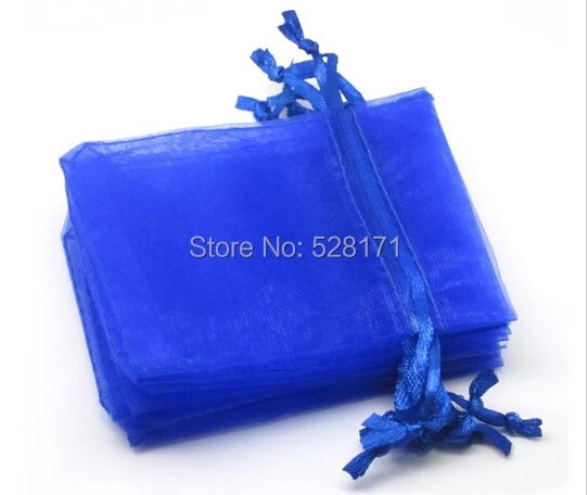 

Free Shipping 200pcs/lot 7*9cm Royal Blue Personalized Organza Drawstring Bag Wholesale for Wedding Candy Packaging