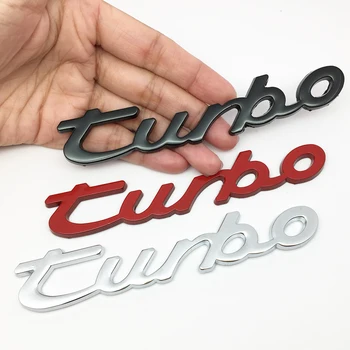 

3D Emblem Chrome Turbo METAL Car Stickers Silver Red Black Badge Rear car For Porsche skoda seat Peugeot lada Renault Hyundai