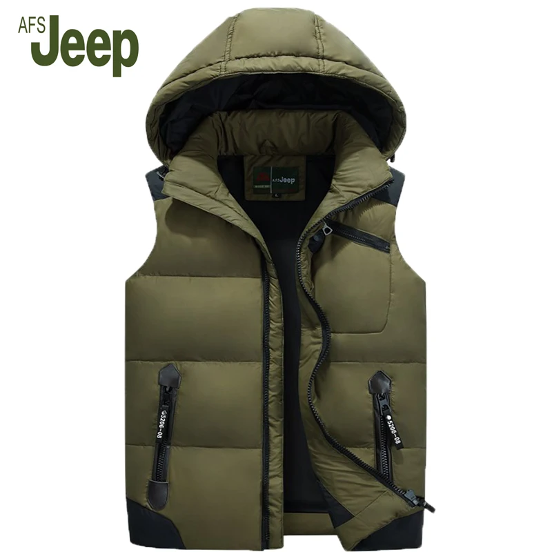 AFS JEEP 2016 New arrival quality men's down vest ;Removable Casual hooded down vest ; Fashion
