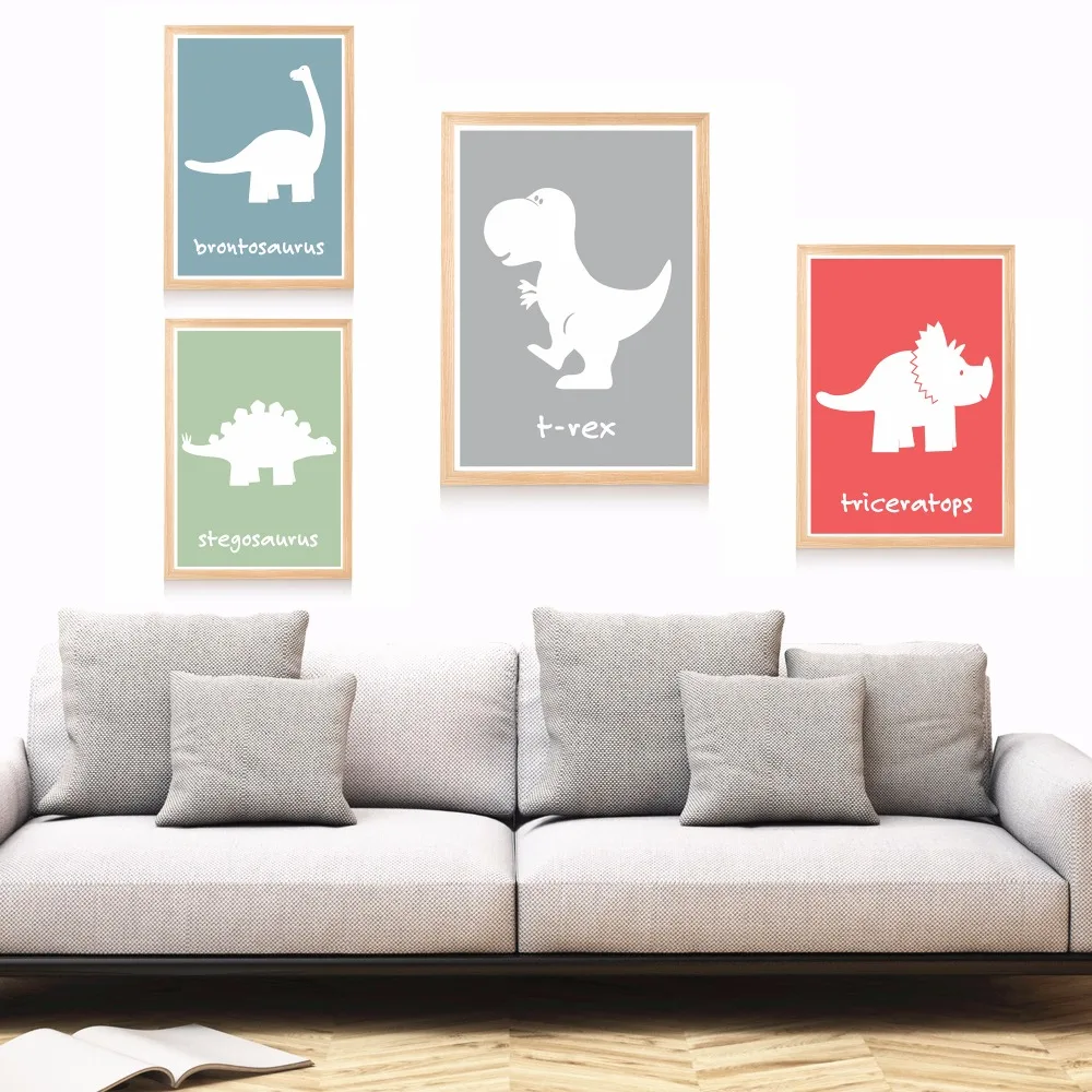 

Home Decorative stegosaurus letters Dinosaur Cartoon Set no frame Canvas painting Pictures HD Print decoration fabric poster