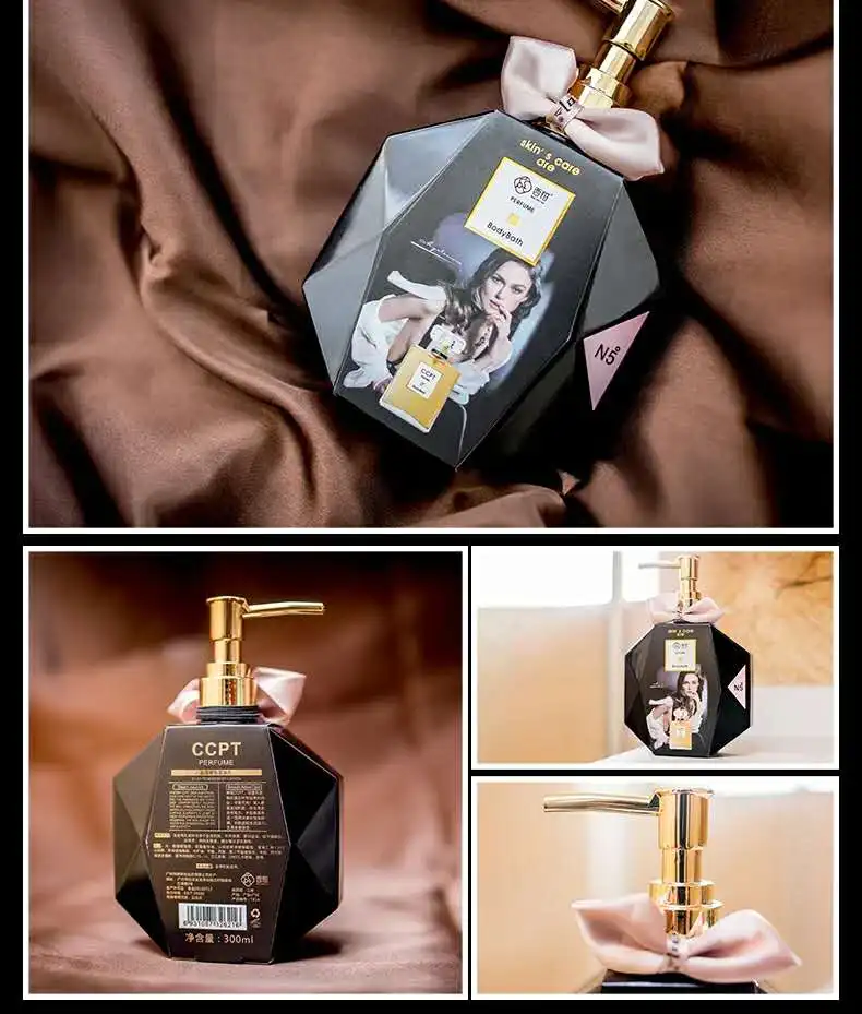Conjunto de Banho de Perfume de Seda Corporal o Feromônio Cuidados com a Pele Gel de Banho e Loção Fragrância Perfume Duradouro Suave Clareamento 16 fragrância gel de banho e loção corporal