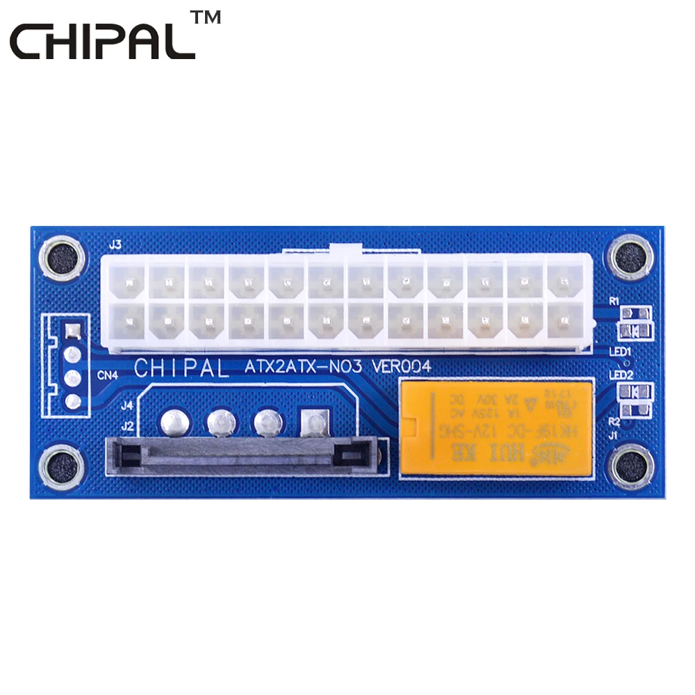 CHIPAL 100 шт. ATX 24Pin SATA 15Pin двойной PSU адаптер Molex Питание синхронизации Starter Extender Cable Card